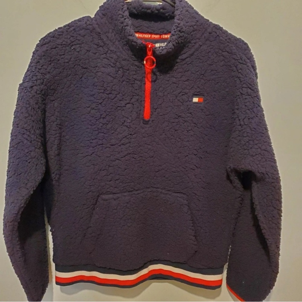 Tommy Hilfiger Navy Fleece Jacket with Red Trim